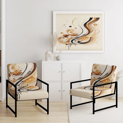 Designart Brown And Black Movement IV Upholstered Modern & Contemporary Accent Chair and Modern & Contemporary Arm Chair