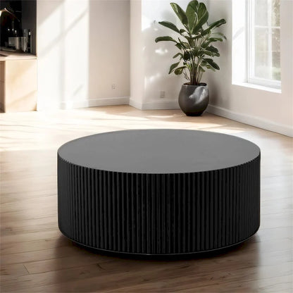 Modern Round Wood Coffee Table-Black