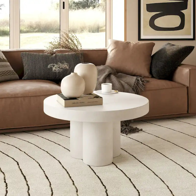 Modrest Bruni Modern White Concrete Coffee Table