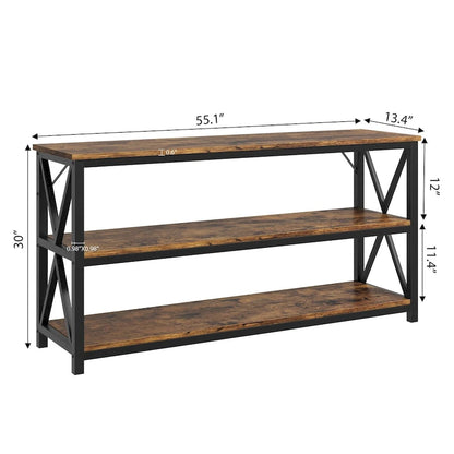 55 3 Tier Narrow Entryway Table, Console Table with Metal Frame