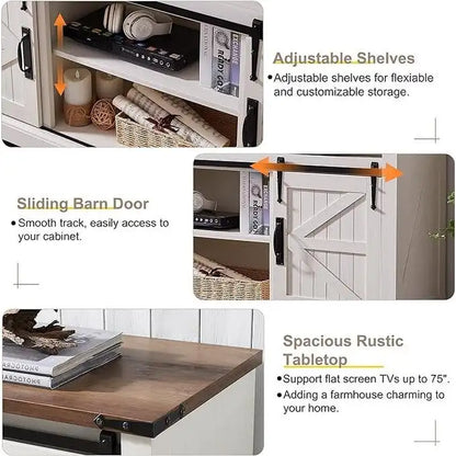 Farmhouse Wood TV Stand, Rustic Entertainment Center, Console Cabinet - n/a