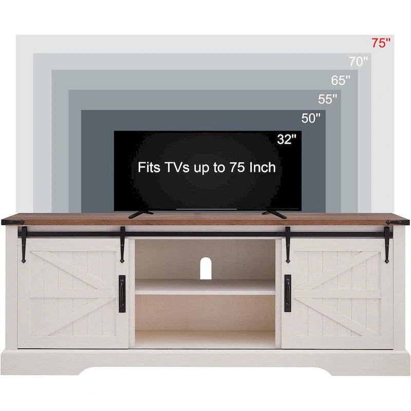 Farmhouse Wood TV Stand, Rustic Entertainment Center, Console Cabinet - n/a