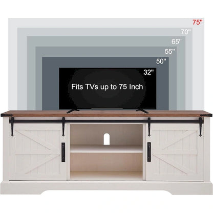 Farmhouse Wood TV Stand, Rustic Entertainment Center, Console Cabinet - n/a