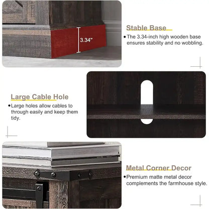 Farmhouse Wood TV Stand, Rustic Entertainment Center, Console Cabinet - n/a