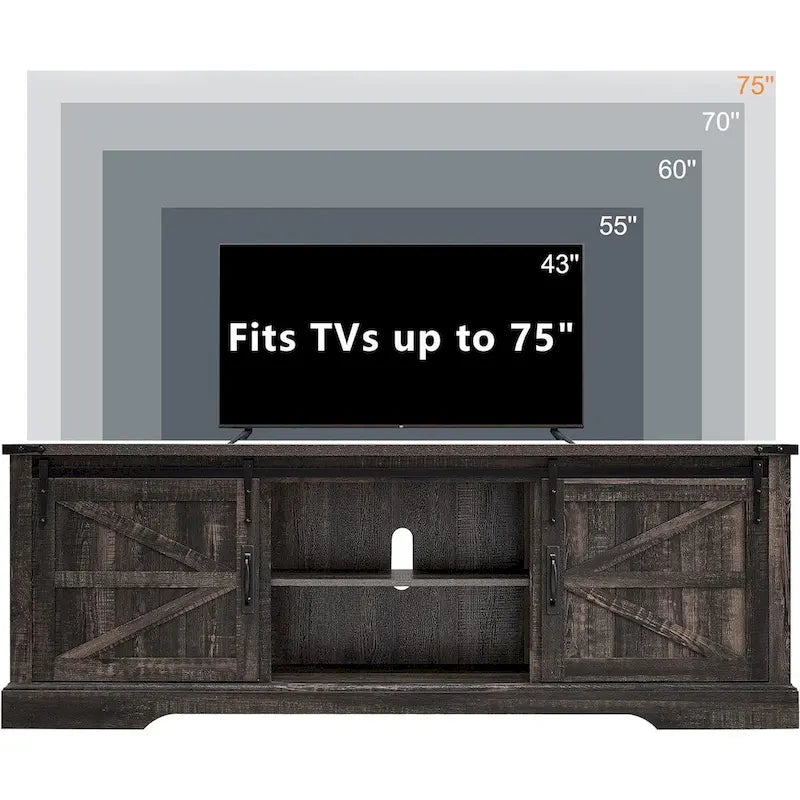 Farmhouse Wood TV Stand, Rustic Entertainment Center, Console Cabinet - n/a