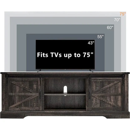 Farmhouse Wood TV Stand, Rustic Entertainment Center, Console Cabinet - n/a