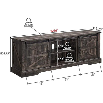 Farmhouse Wood TV Stand, Rustic Entertainment Center, Console Cabinet - n/a