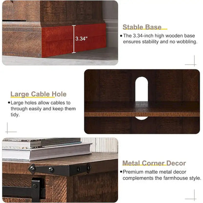 Farmhouse Wood TV Stand, Rustic Entertainment Center, Console Cabinet - n/a