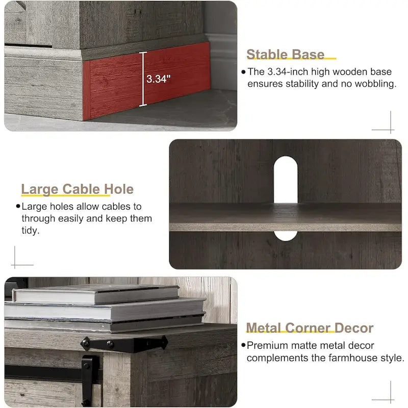 Farmhouse Wood TV Stand, Rustic Entertainment Center, Console Cabinet - n/a