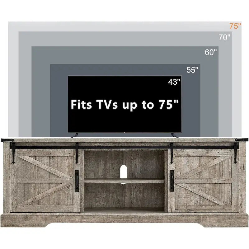 Farmhouse Wood TV Stand, Rustic Entertainment Center, Console Cabinet - n/a