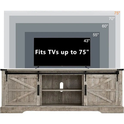 Farmhouse Wood TV Stand, Rustic Entertainment Center, Console Cabinet - n/a