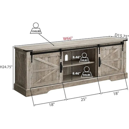 Farmhouse Wood TV Stand, Rustic Entertainment Center, Console Cabinet - n/a