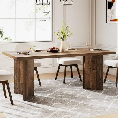 Farmhouse Wood Rectangular Dinner Dining Table for Kitchen Dining Room