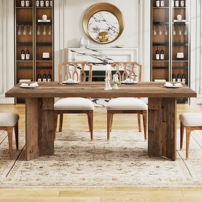 Farmhouse Wood Rectangular Dinner Dining Table for Kitchen Dining Room