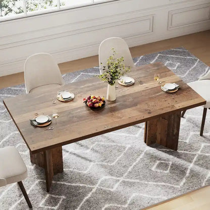 Farmhouse Wood Rectangular Dinner Dining Table for Kitchen Dining Room