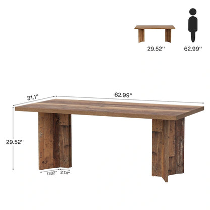 Farmhouse Wood Rectangular Dinner Dining Table for Kitchen Dining Room