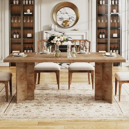 Farmhouse Wood Rectangular Dinner Dining Table for Kitchen Dining Room