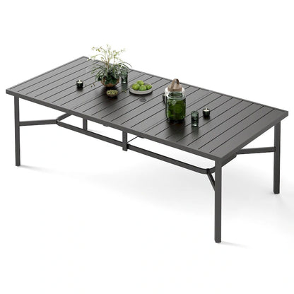 MAISON ARTS Extra Large Metal Patio Dining Table Steel Rectangular Outdoor Table for 8 Person