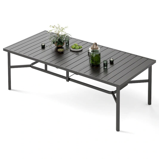 MAISON ARTS Extra Large Metal Patio Dining Table Steel Rectangular Outdoor Table for 8 Person