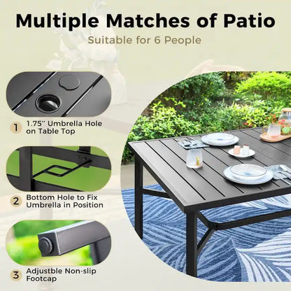 MAISON ARTS Extra Large Metal Patio Dining Table Steel Rectangular Outdoor Table for 8 Person