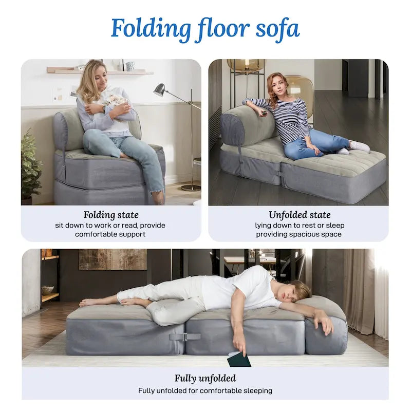 WOWMAX Convertible Folding Sofa Bed Folding Chair Bed with Back Bolster