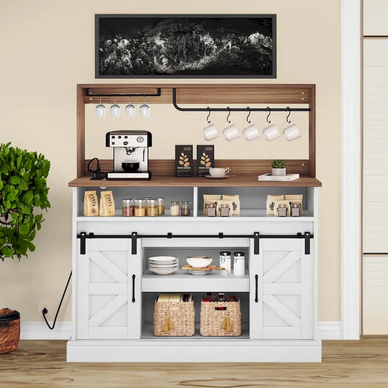 Moasis Farmhouse Coffee Bar Cabinet - 15.1D x 47.2W x 51.5H