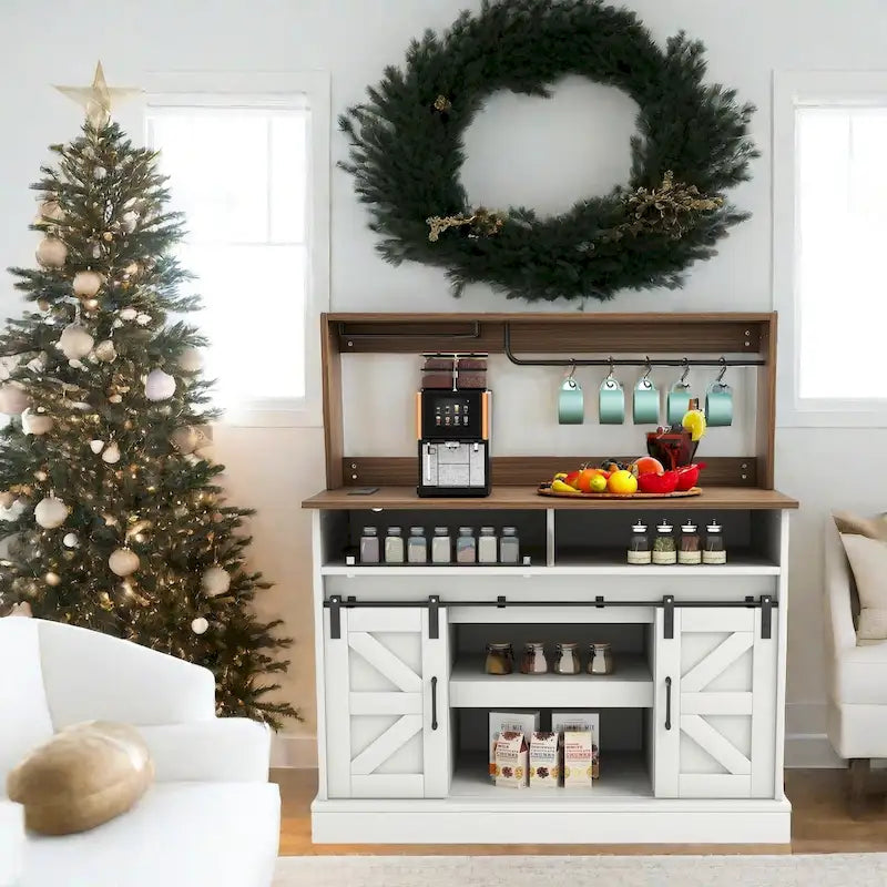 Moasis Farmhouse Coffee Bar Cabinet - 15.1D x 47.2W x 51.5H