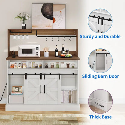 Moasis Farmhouse Coffee Bar Cabinet - 15.1D x 47.2W x 51.5H