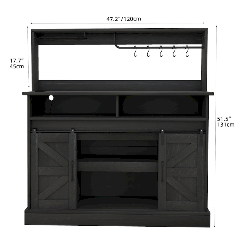 Moasis Farmhouse Coffee Bar Cabinet - 15.1D x 47.2W x 51.5H