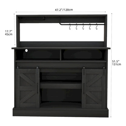 Moasis Farmhouse Coffee Bar Cabinet - 15.1D x 47.2W x 51.5H