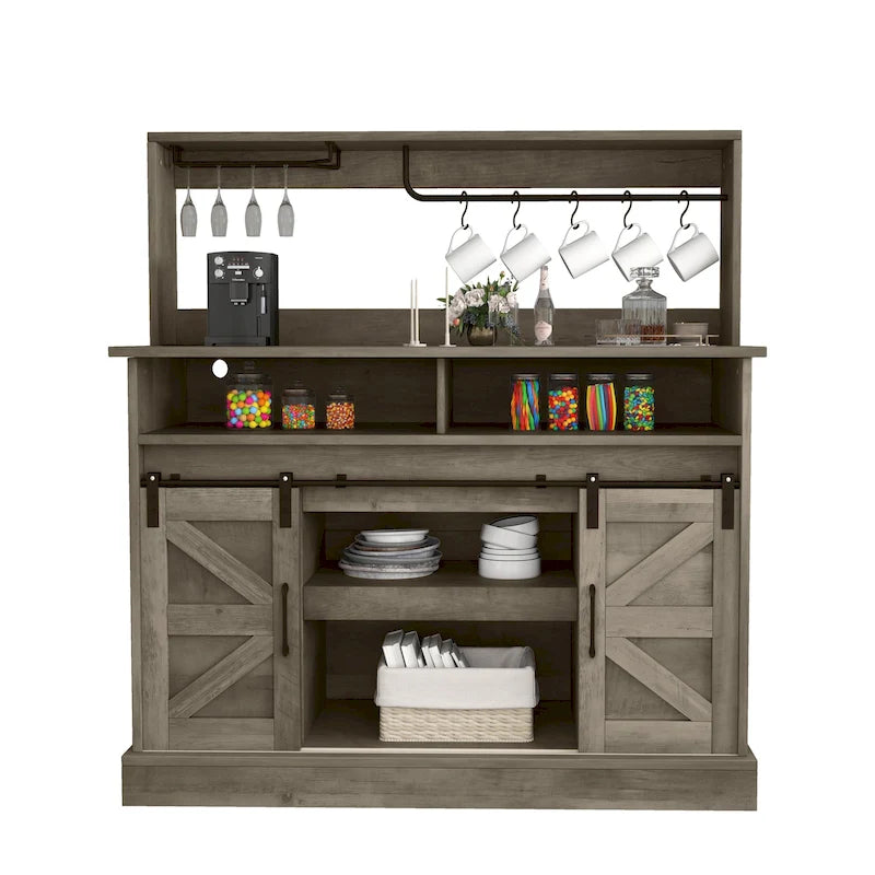 Moasis Farmhouse Coffee Bar Cabinet - 15.1D x 47.2W x 51.5H
