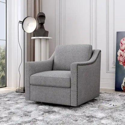 360 Degree Swivel Armchair Cotton Linen Skin-friendly Fabric Ergonomic Design