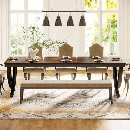 Rectangular Dining Table for 6-8 People, 78 inch Large Wood Kitchen Tables Farmhouse