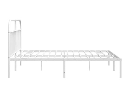 Metal bed frame with white headboard, 193x203 cm