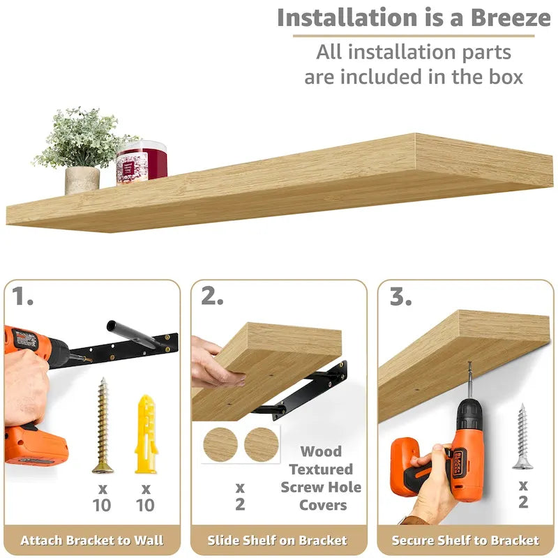 Sorbus Long Floating Shelves for Wall Set of 2 - 35L x 9W x 1.5H