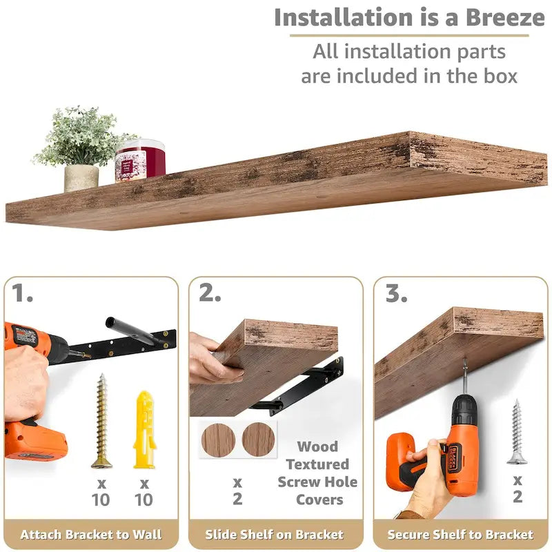 Sorbus Long Floating Shelves for Wall Set of 2 - 35L x 9W x 1.5H