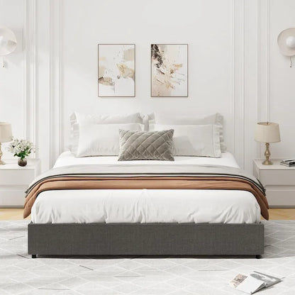 Platform Bed Frame, with 4 Storage Drawers