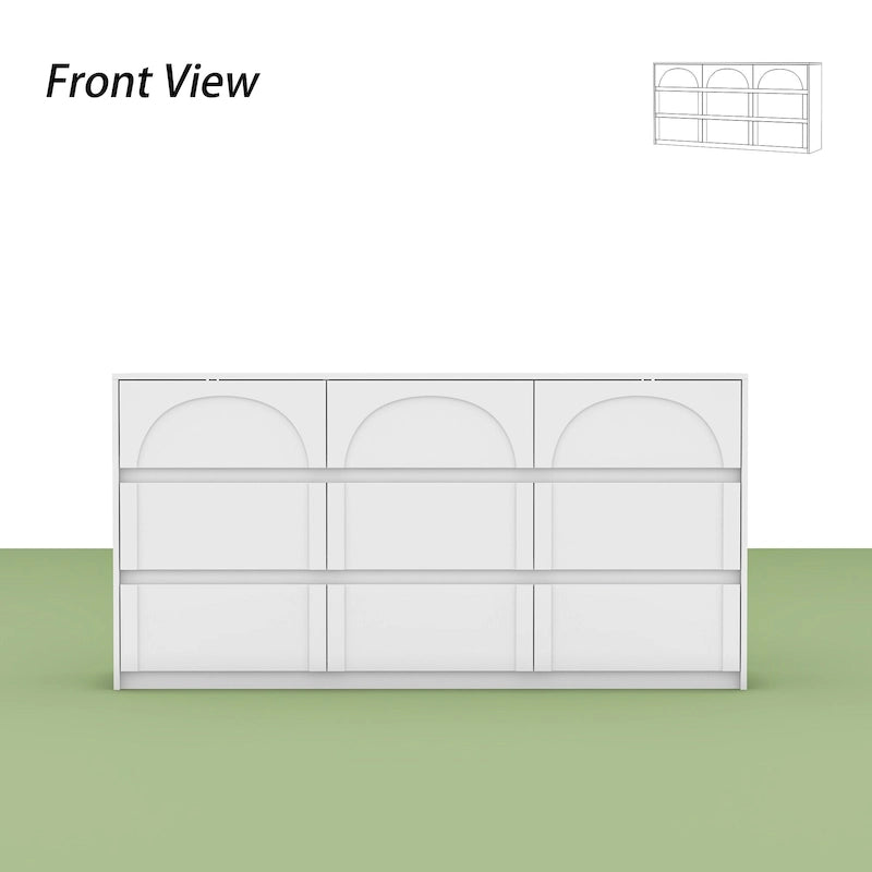 White Storage Dresser with 6 Drawers for Bedroom Dining, and Kitchen