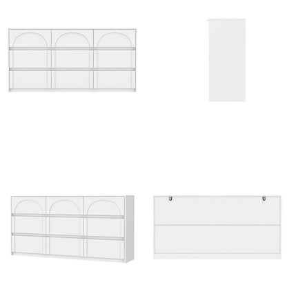 White Storage Dresser with 6 Drawers for Bedroom Dining, and Kitchen