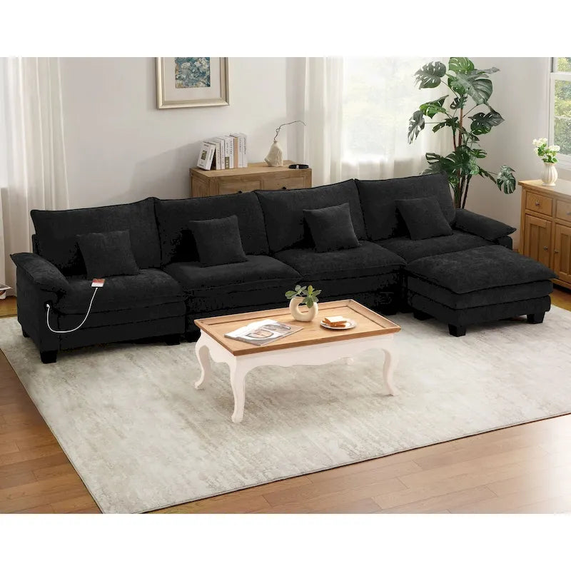 Living Room Furniture Sets, Modular Sectional Sofa Set with Ottoman for Living Room, Convertible Sofa Couch