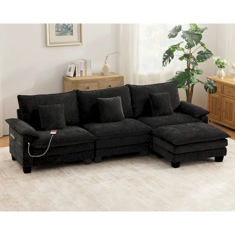 Living Room Furniture Sets, Modular Sectional Sofa Set with Ottoman for Living Room, Convertible Sofa Couch