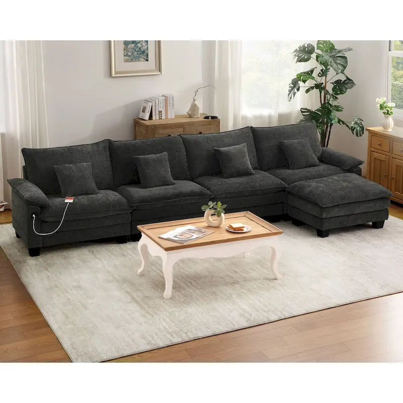 Living Room Furniture Sets, Modular Sectional Sofa Set with Ottoman for Living Room, Convertible Sofa Couch