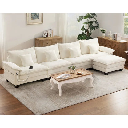 Living Room Furniture Sets, Modular Sectional Sofa Set with Ottoman for Living Room, Convertible Sofa Couch