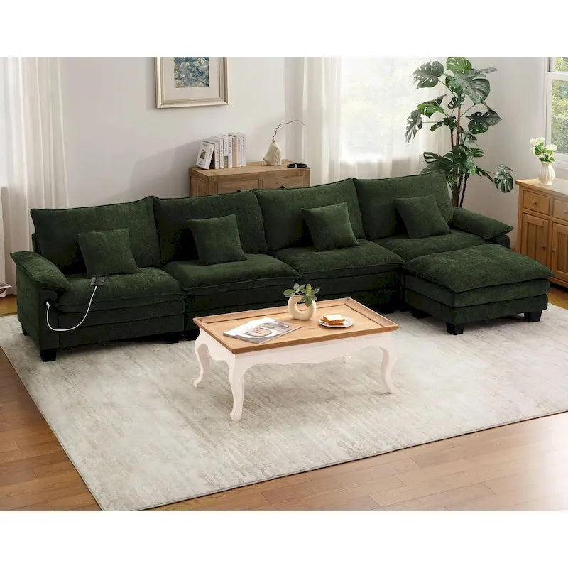 Living Room Furniture Sets, Modular Sectional Sofa Set with Ottoman for Living Room, Convertible Sofa Couch