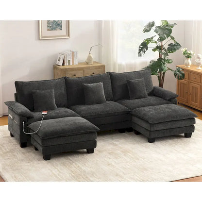 Living Room Furniture Sets, Modular Sectional Sofa Set with Ottoman for Living Room, Convertible Sofa Couch