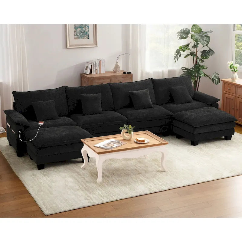 Living Room Furniture Sets, Modular Sectional Sofa Set with Ottoman for Living Room, Convertible Sofa Couch