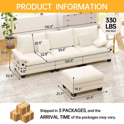 Living Room Furniture Sets, Modular Sectional Sofa Set with Ottoman for Living Room, Convertible Sofa Couch
