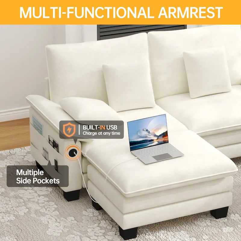 Living Room Furniture Sets, Modular Sectional Sofa Set with Ottoman for Living Room, Convertible Sofa Couch