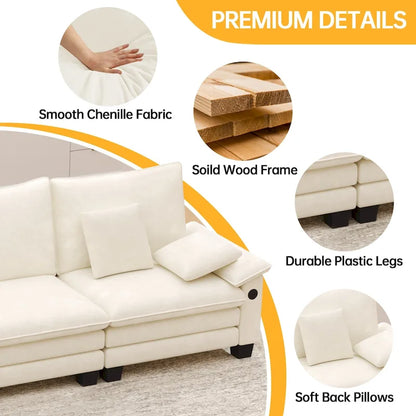 Living Room Furniture Sets, Modular Sectional Sofa Set with Ottoman for Living Room, Convertible Sofa Couch