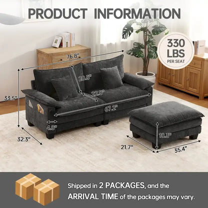 Living Room Furniture Sets, Modular Sectional Sofa Set with Ottoman for Living Room, Convertible Sofa Couch